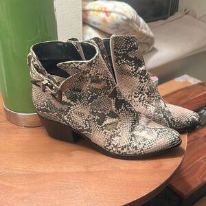 Qupid Black and Cream Ankle Booties with Western Flair